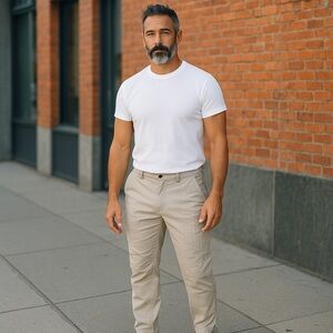 Boohoo Man’s Tan Cargo Pants with Straight Leg Fit 30 X 27 “Limited Edition”